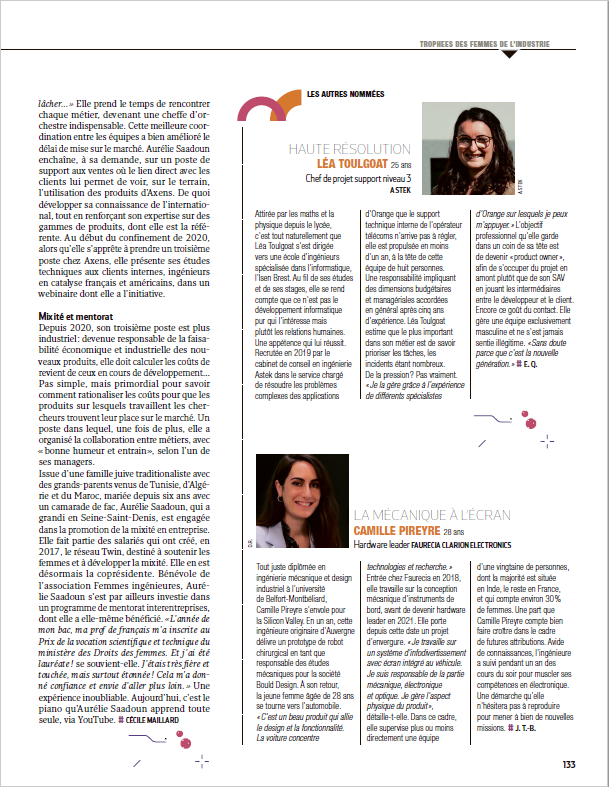 Article : Usine Nouvelle - Trophée des Femmes de l'Industrie 2022-09-30